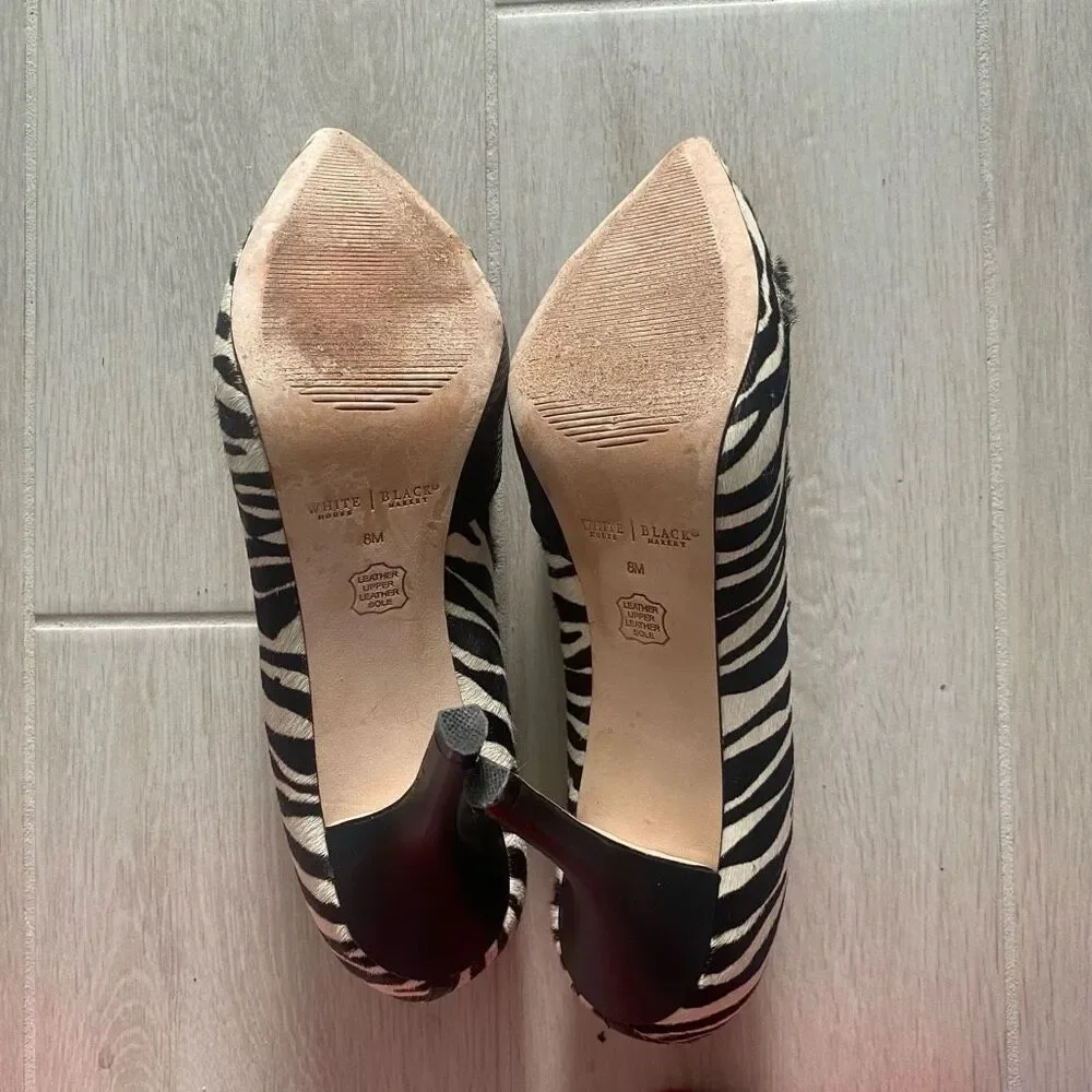 White House Black Market Zebra Size 8 Heels